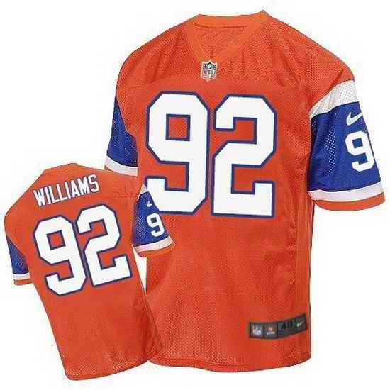 Nike Broncos #92 Sylvester Williams Orange Throwback Mens Stitched NFL Elite Jersey